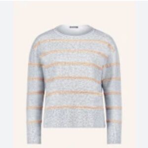 GAP Gray and Orange Striped Crew Neck Sweater